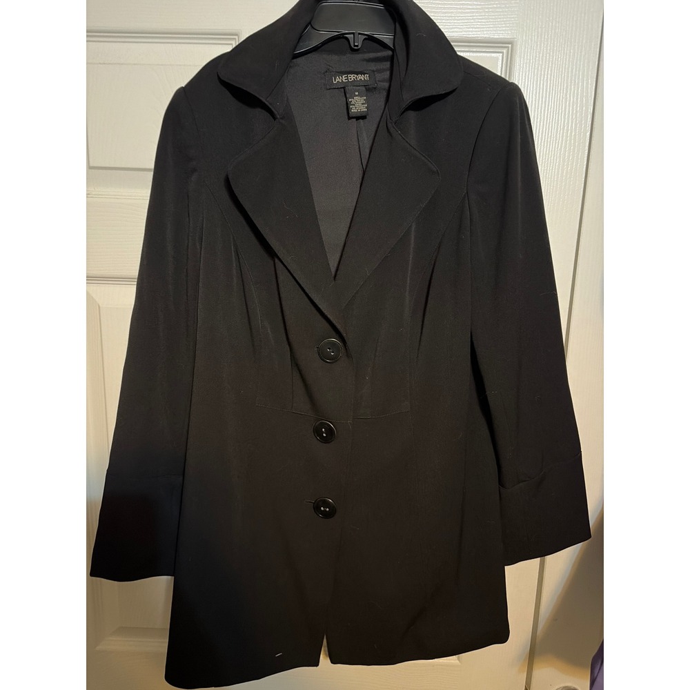 Lane Bryant Black Single Breasted Blazer Jacket Plus Size 18 Three Button Career